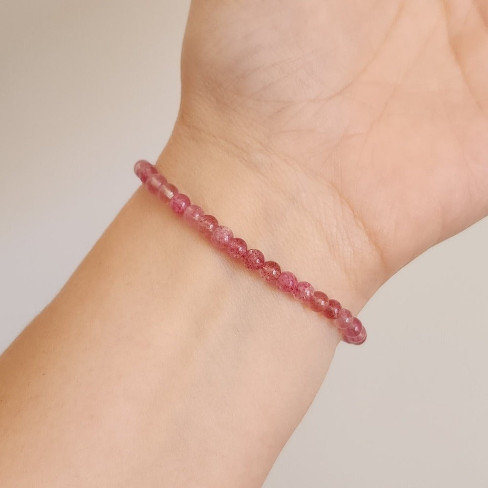 Strawberry Quartz Crystal Bracelet Hand