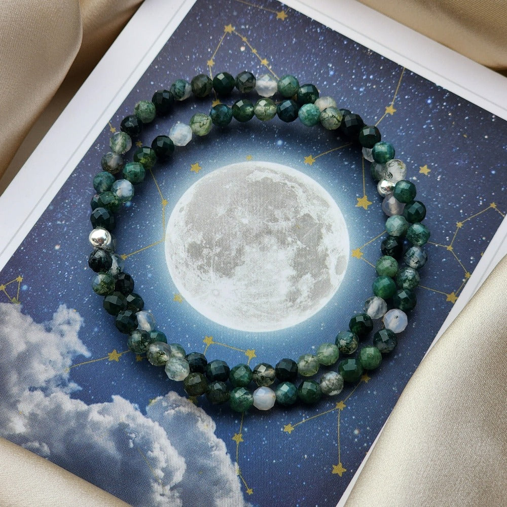 Moss Agate Faceted Crystal Later Bracelet