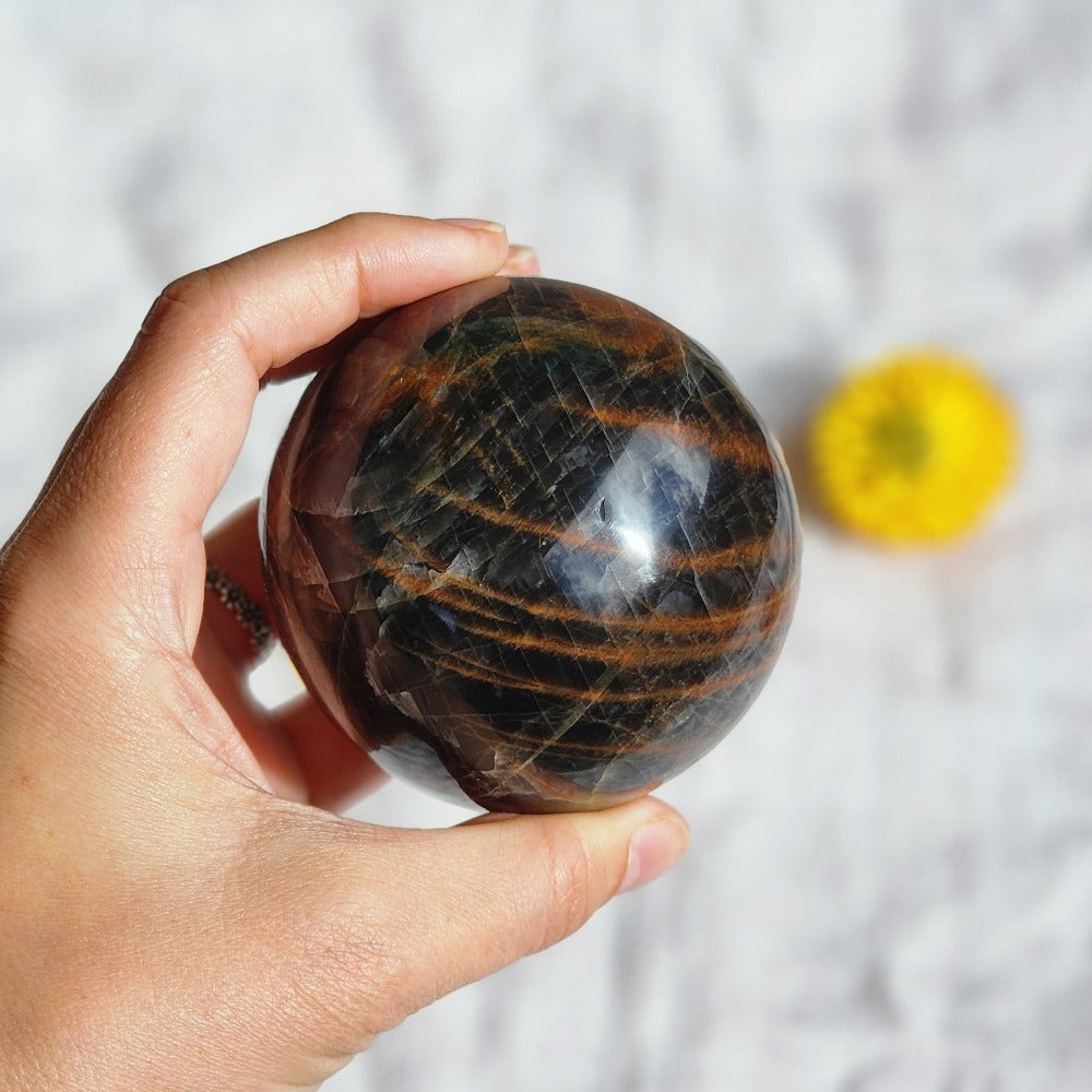 Huge black moonstone selling sphere