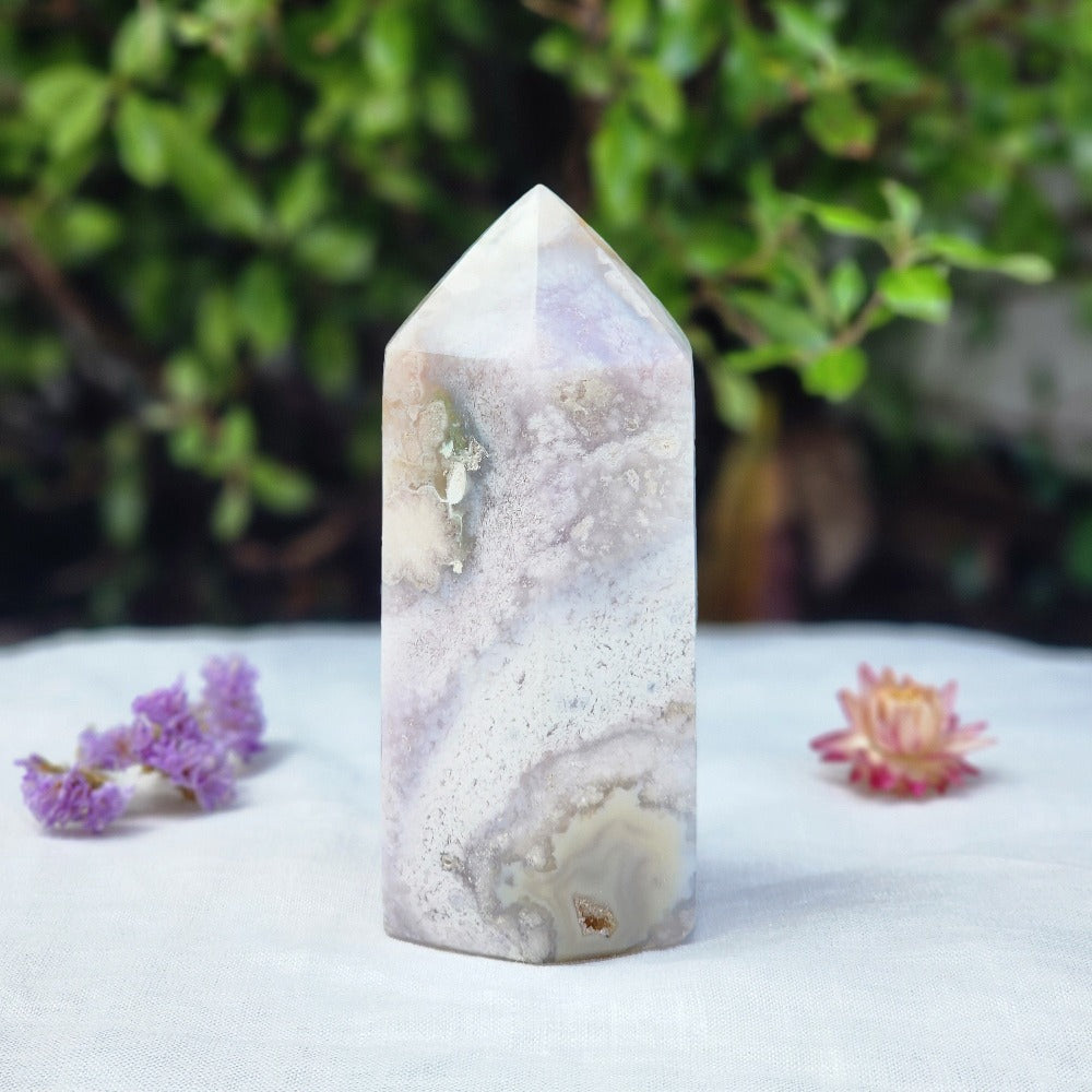 Flower Agate Crystal Tower