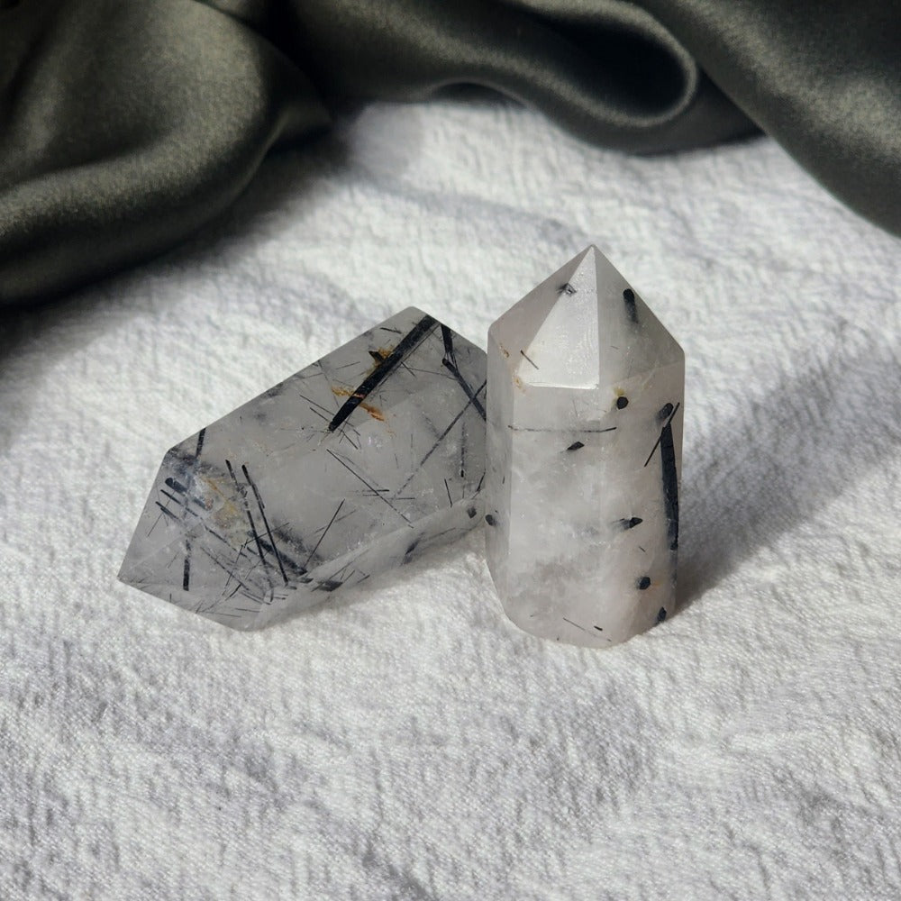 Tourmalinated Quartz Crystal Tower