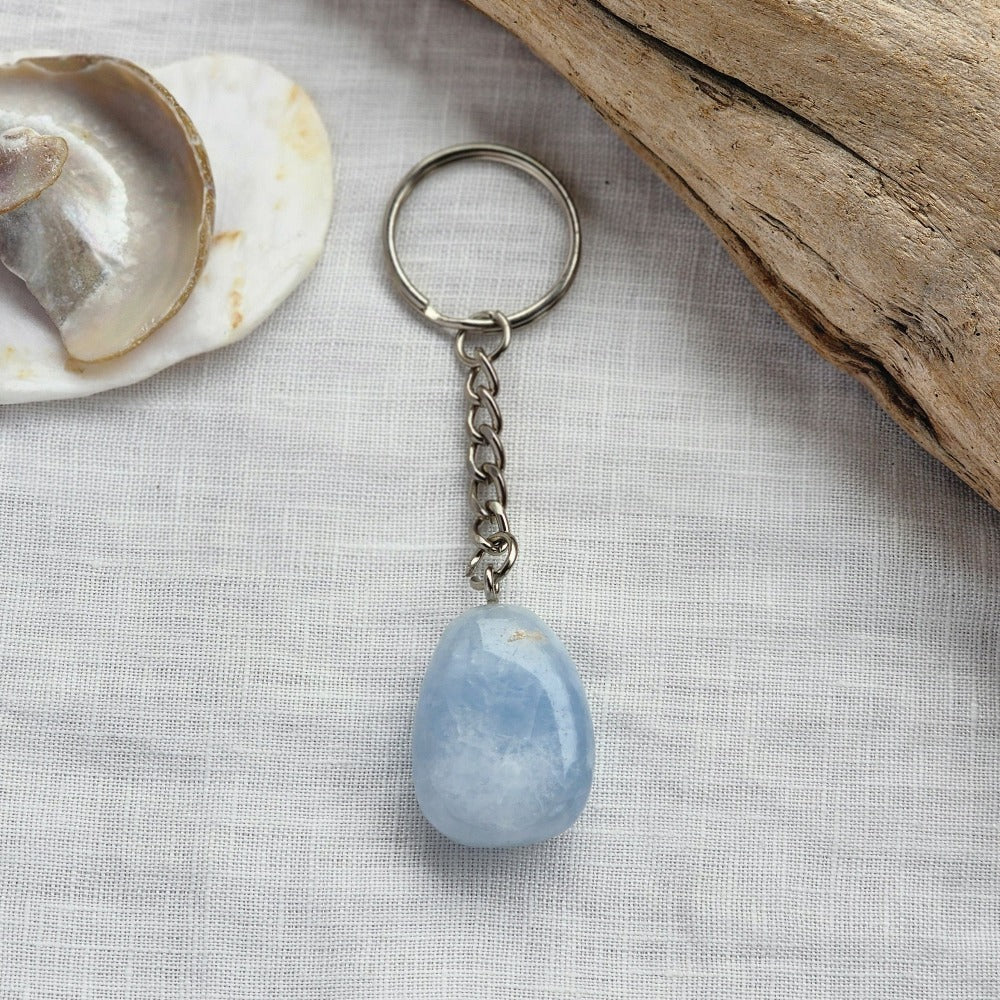 Blue Calcite Crystal Keyring