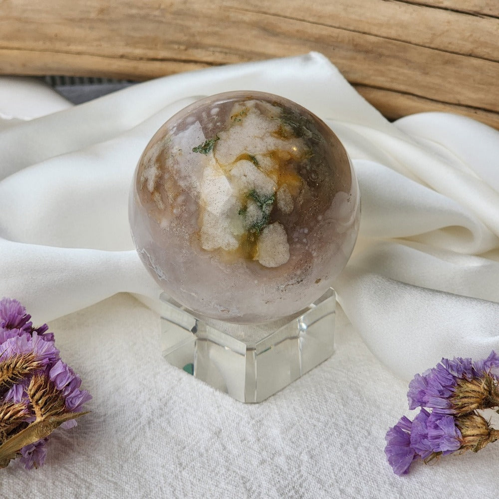 Flower Agate Crystal Ball