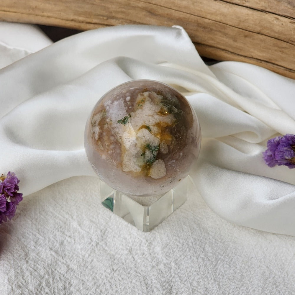 Flower Agate Crystal Ball