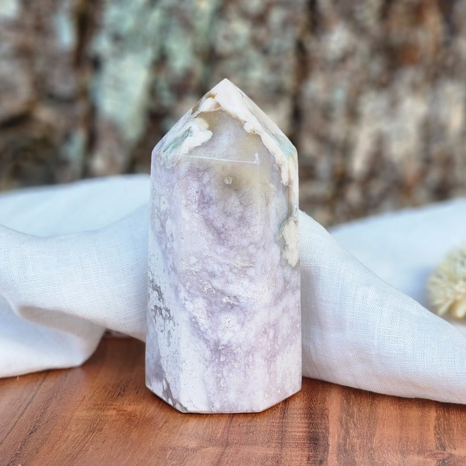 Flower Agate Crystal Tower