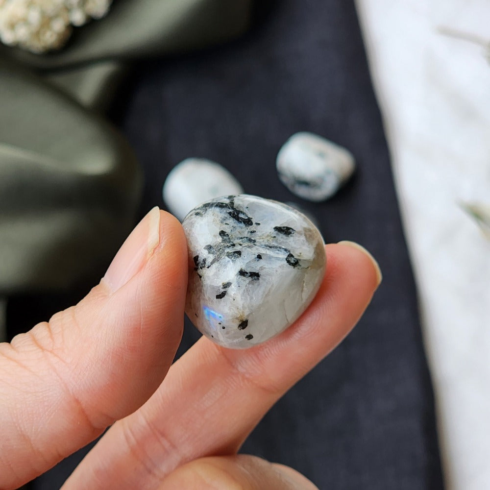 Rainbow Moonstone Crystal Tumbled Stone