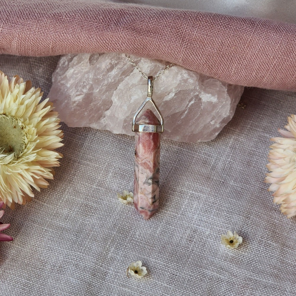 Rhodochrosite Crystal Necklace