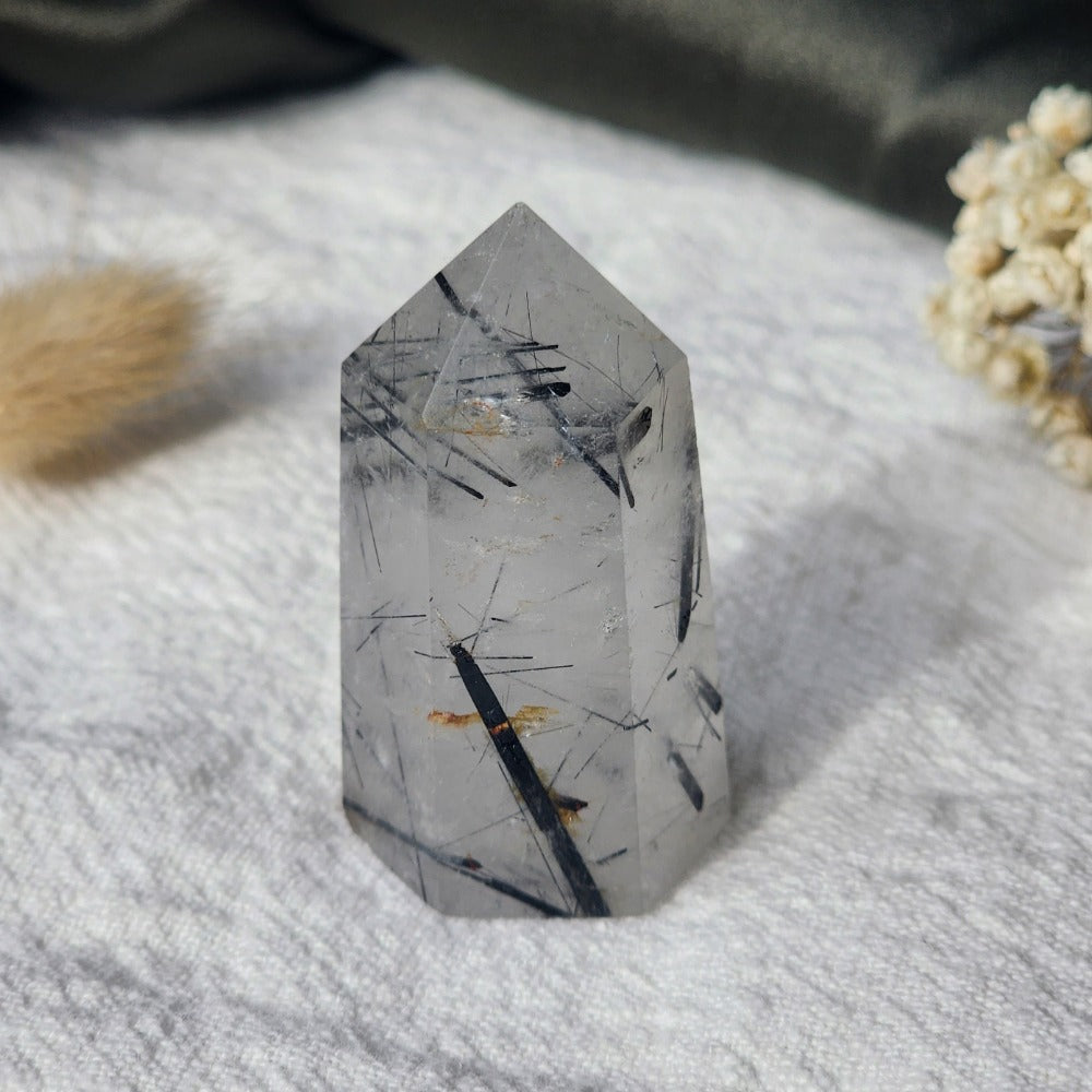 Tourmalinated Quartz Crystal Tower